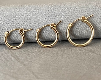 Classic 14KT Gold Filled Euro Wire Hoops - 2.3mm Thickness for Everyday Elegance