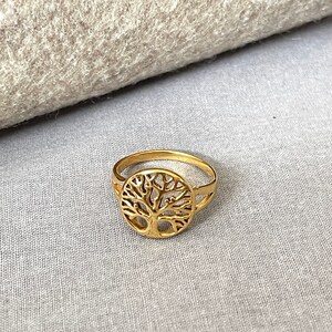 Gold Plated Sterling Silver Tree of Life Ring - Symbol of Growth and Strength Image 6