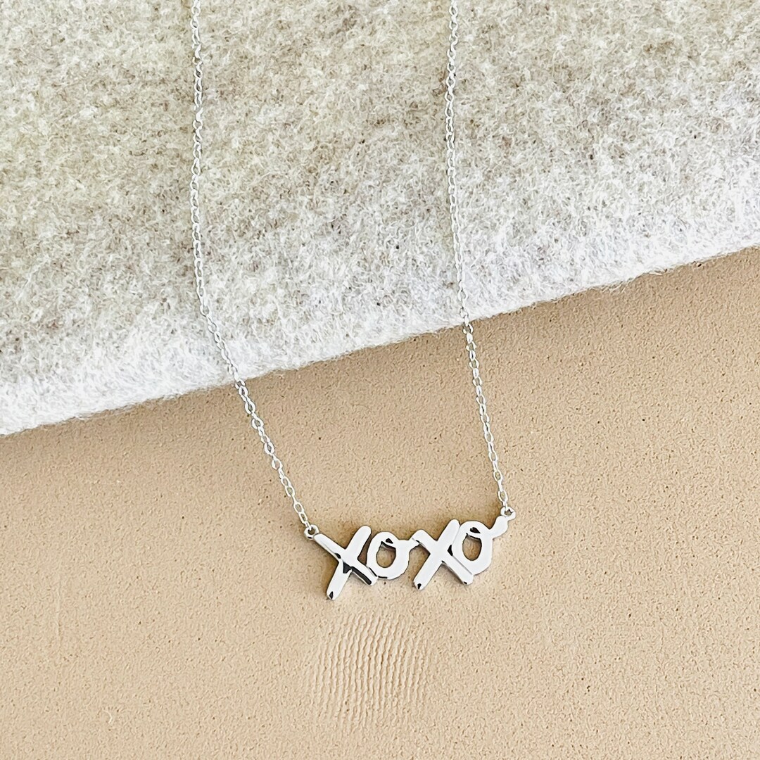 Dainty Sterling Silver XO Necklace, Hugs and Kisses Pendant Necklace