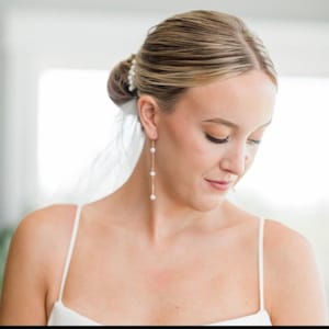 Pendientes colgantes de perlas de agua dulce AAA, cadena chapada en oro de 14 k