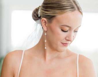 AAA Freshwater Pearl Drop Earrings, 14k Gold Filled Chain