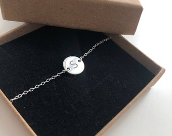 Personalized Sterling Silver Anklet, Engraved Silver Coin Anklets