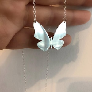Sterling silver butterfly pendant with sterling silver chain, dainty silver necklace,