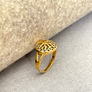 Gold Plated Sterling Silver Tree of Life Ring - Symbol of Growth and Strength Image 2