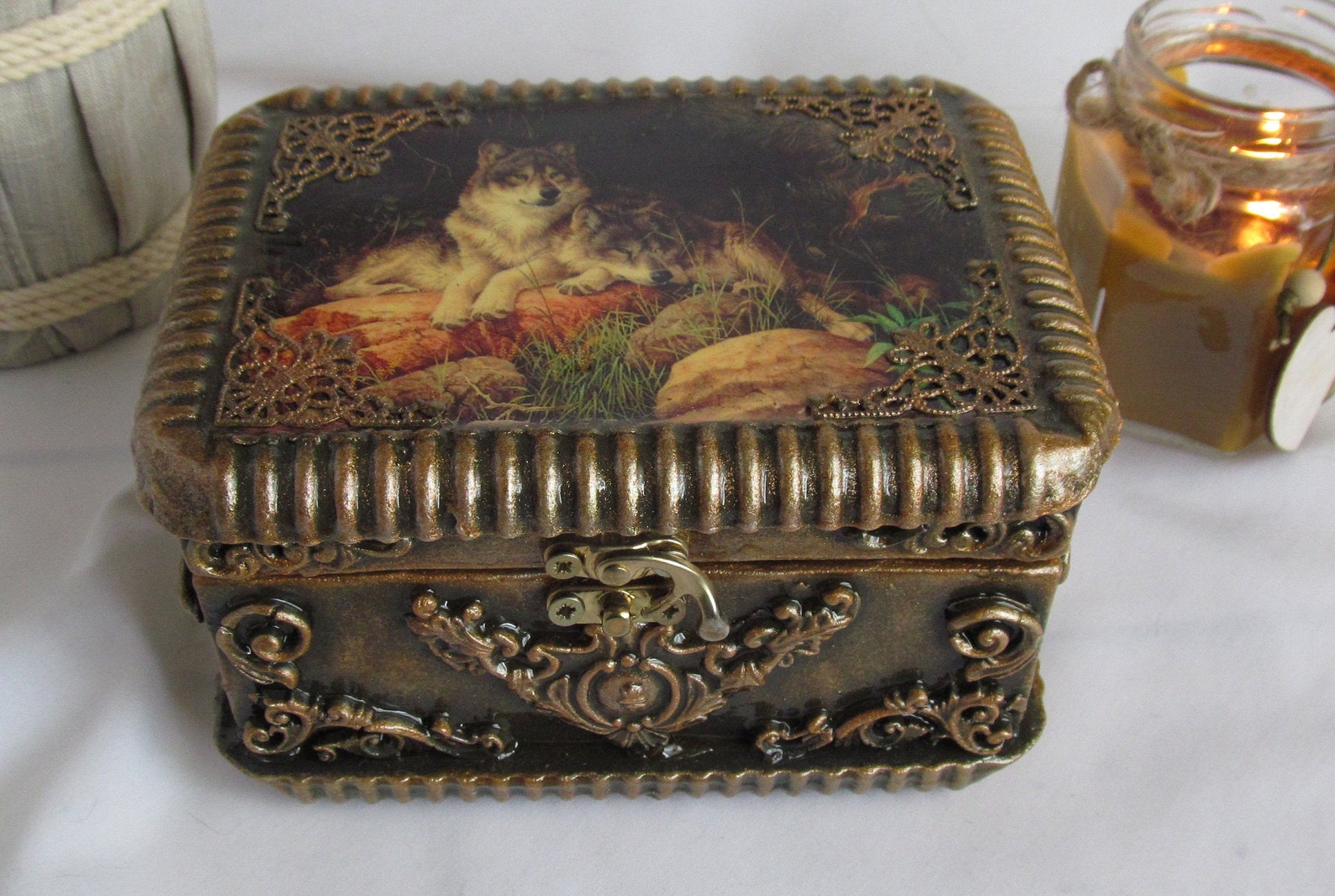 Wolf Jewelry Box For Men And Women.Storage box.Special Etsy