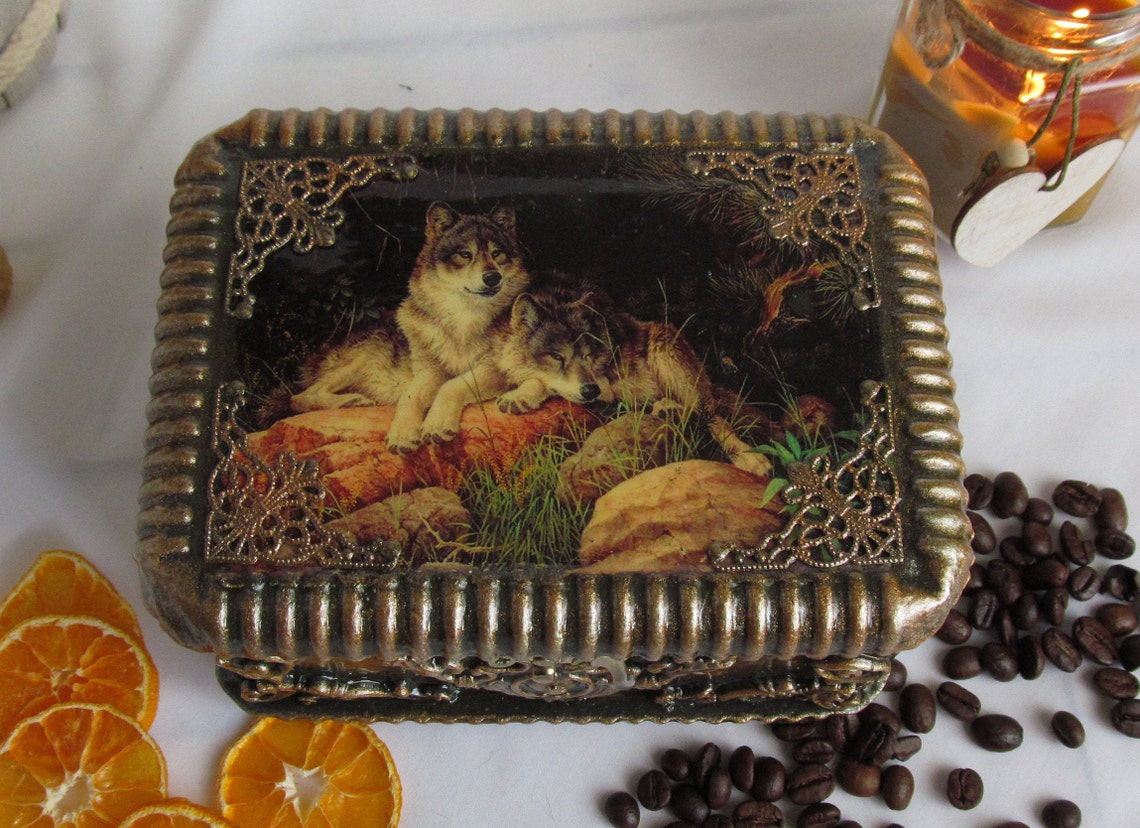 Wolf Jewelry Box For Men And Women.Storage box.Special Etsy