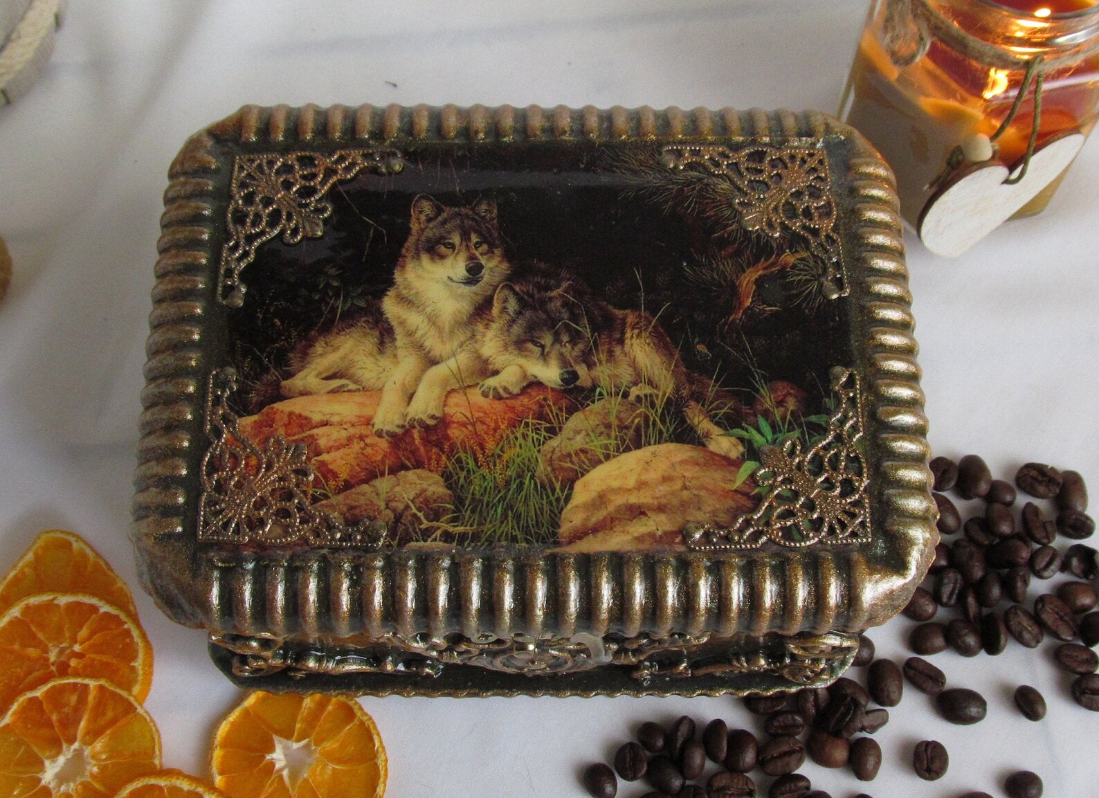 Wolf Jewelry Box For Men And Women.Storage box.Special Etsy