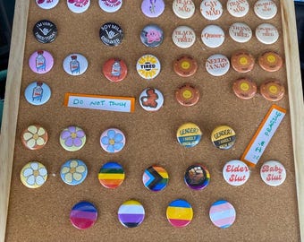 1 inch Pinback Buttons, Various Designs Fun