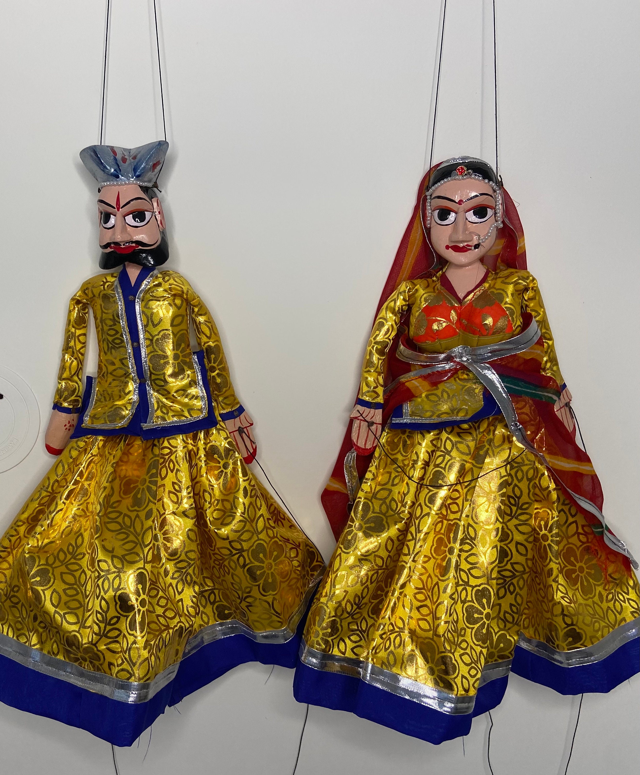 Handmade wooden puppets set of 2 1 male 1 female Etsy