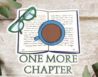 Spread the love of reading with this "One More Chapter" vinyl sticker
