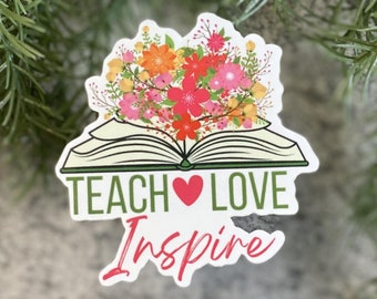 Teach Love Inspire Flowering Book Vinyl Sticker