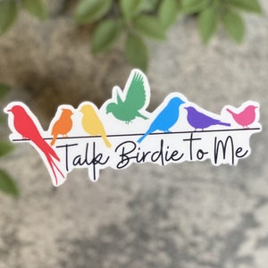 ¡Vuela alto con la pegatina de vinilo 'Talk Birdie to Me'! ¡Impermeable, resistente a la intemperie y apto para lavavajillas!