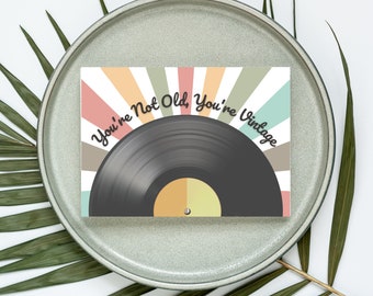 Vintage Vinyl Record Birthday Card, Retro Music Lover Gift