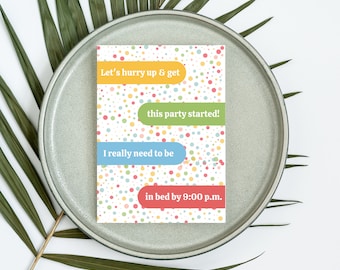 Too Old For Parties Birthday Card - Blank Inside