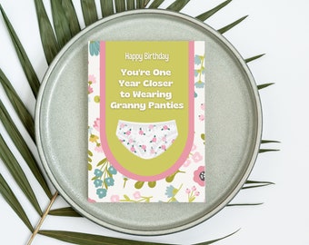 Granny Panties Funny Birthday Card - Blank Inside