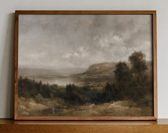 Vintage Scottish Highlands Landscape Print, Moody Loch & Mountains (Digital Download) North Prints 14-76