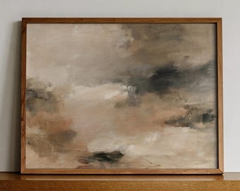 Modern Abstract Printable Wall Art, Warm Beige Landscape, Minimalist Earth Tone Decor, Digital Download 14-77