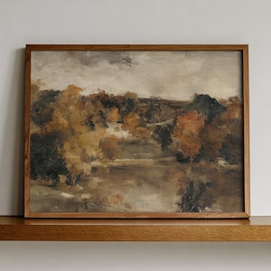 Lámina artística Estanque dorado de otoño, obra de arte de paisaje campestre rústico, descarga de arte digital imprimible North Prints A-116