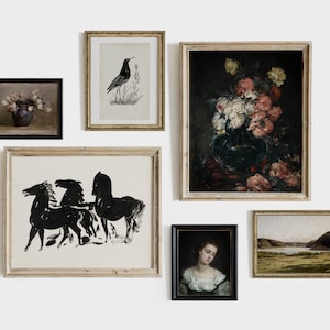Moody Gallery Wall SET of Six Vintage Prints, North Prints Antique French Victorian Home Decor PRINTABLE Digital Art #S30