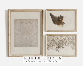 Neutral Farmhouse Gallery Wall Print SET of 3 | Vintage Art Collection PRINTABLE | S3-19