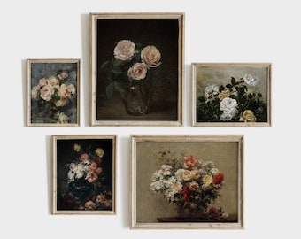 Vintage Flower Gallery Wall SET | Vintage Botanical Prints | Victorian Decor Still Life PRINTABLE #218