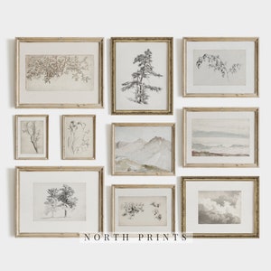 Vintage Neutral Gallery Wall SET of 10, Gallery Art Print Set Bundle, Country Farmhouse North Prints DIGITAL PRINTABLE #S71
