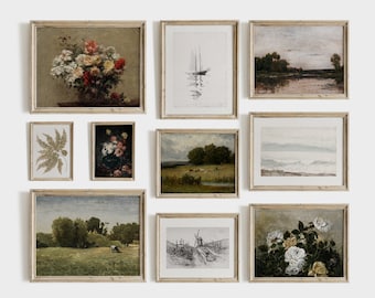 Vintage Gallery Wall Print Set | Antique French Country Painting Sketch | North Pints | PRINTABLE Decor #S26