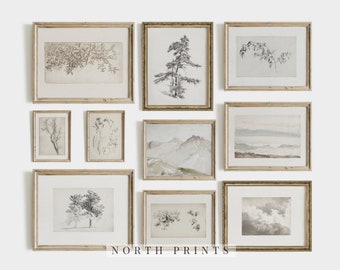 Vintage Neutral Gallery Wall SET of 10, Gallery Art Print Set Bundle, Country Farmhouse North Prints DIGITAL PRINTABLE #S71