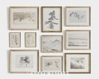 Vintage Neutral Gallery Wall SET | Gallery Art Print Set of Ten | North Prints | DIGITAL PRINTABLE #S71