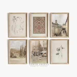 Vintage Neutral Farmhouse Gallery Wall Art SET | European Country Art Prints for Dining Room | North Prints Digital PRINTABLE | S6-20
