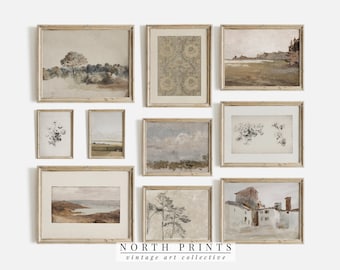 Neutral French Country Gallery Wall Art Vintage | PRINTABLE SET of 10 | Digital DOWNLOAD North Prints | S10-16