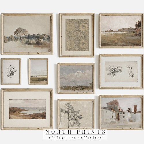 French Country Gallery Wall Art Set of 5 Vintage Floral Etsy
