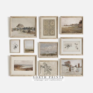 Neutral French Country Gallery Wall Art Vintage | PRINTABLE SET of 10 | Digital DOWNLOAD North Prints | S10-16