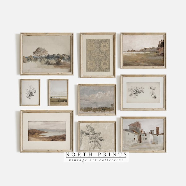 Neutral French Country Gallery Wall Art Vintage | PRINTABLE SET of 10 | Digital DOWNLOAD North Prints | S10-16