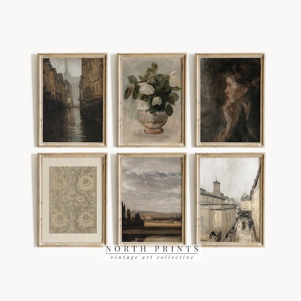 Vintage Moody European Gallery Wall Print SET | French Country Art Prints | Digital PRINTABLE | S6-15