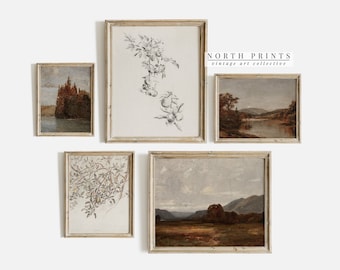 Vintage Autumn Gallery Wall Art Set: Rustic Landscape Prints (Digital Printable) S5-19