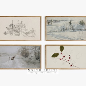 Samsung Frame TV Art SET | Vintage Winter Holiday Art DIGITAL Downloadable | TVS5