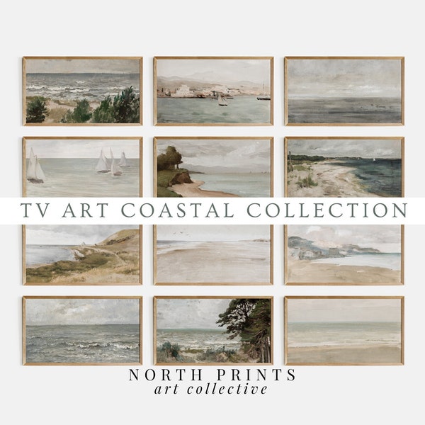 FRAME TV Art Vintage Summer Coastal Bundle | Vintage Seascape Seaside Paintings | Beach House Decor North Prints | TVS-15