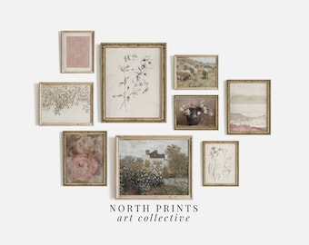 French Country Gallery Wall Art Set: Vintage Pink Wall Decor (Digital Download) S9-11