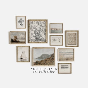 Coastal Farmhouse Gallery Wall Art Bundle SET Digital PRINTABLE | Vintage Artwork Collection Neutral Tones | North Prints | S10-21