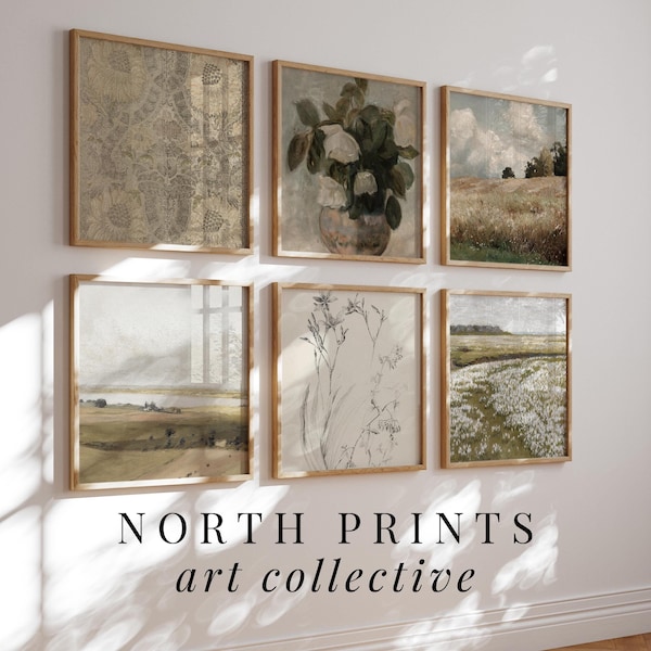 Neutral Vintage Botanical Art Print Set: Square Gallery Wall (Printable Download) S6-10