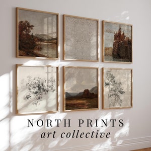 Vintage Autumn Gallery Wall Art SET of 6 | Square Art Prints | Moody Farmhouse Decor | PRINTABLE DOWNLOAD North Prints S6-11
