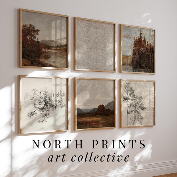 Vintage Autumn Gallery Wall Art Set of 6: Moody Farmhouse Prints (Printable Download) S6-11
