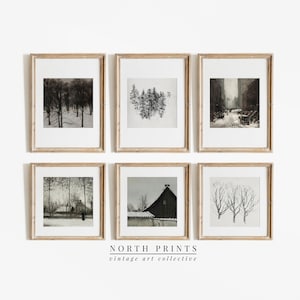 Moody Winter Gallery Wall Print SET of Six, Square Art Prints Vintage Farmhouse Decor, North Prints PRINTABLE Download | WS-14