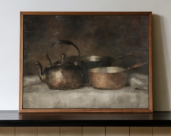 Kitchen Still Life Print, French Country Wall Art, Moody Rustic Dining Room Decor, Printable Digital Art Download 14-05