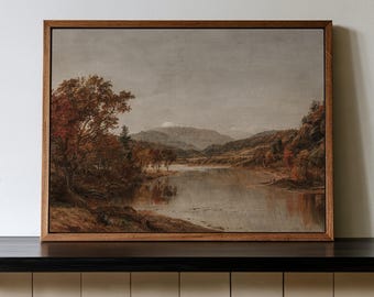Vintage Autumn Landscape Oil Painting, Rustic Moody Fall Wall Art, PRINTABLE Digital Download, North Prints 4-2