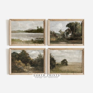 Country Landscape Gallery Wall Print Set of FOUR | Vintage Summer Paintings | North Pints | DIGITAL PRINTABLE | S4-18