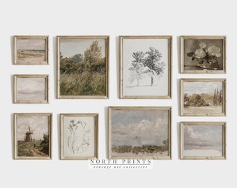 Gallery Wall SET | Vintage Wall Art | Muted Country Home Decor PRINTABLE | North Prints | S10-8