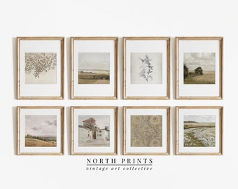 Vintage Gallery Wall Art Set: Square Neutral Farmhouse Prints (Printable Download) S8-4