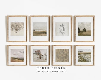 Vintage Gallery Wall Square Print SET | Neutral Green Modern Farmhouse Decor | North Prints PRINTABLE DOWNLOAD | S8-4